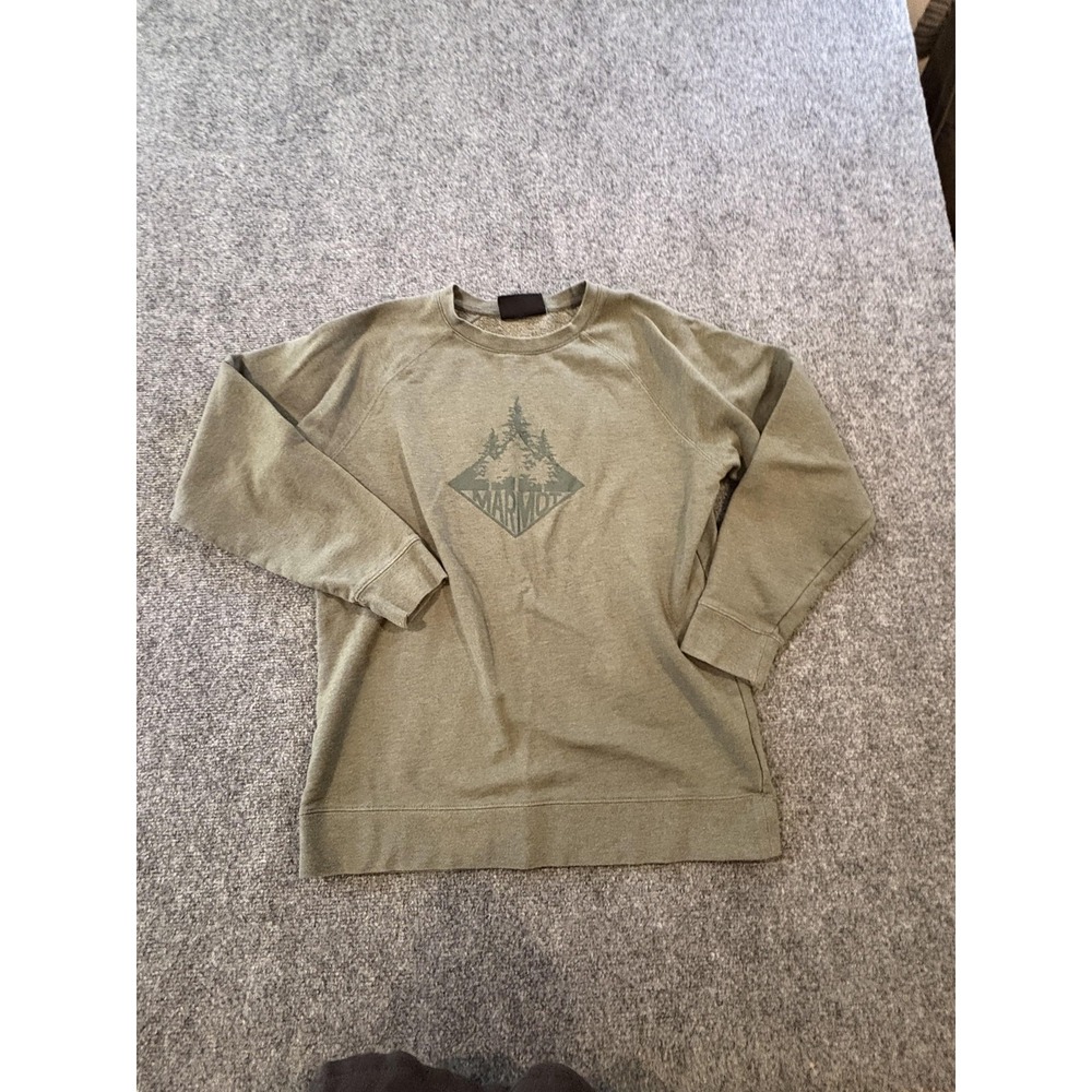 Marmot Sweater Mens Medium Crewneck Pullover Fleece Lined Outdoors Trees